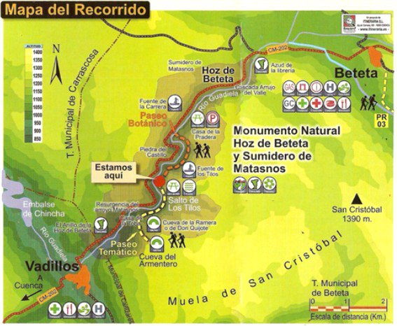 Mapa y recorridos de la Hoz de Beteta
